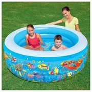 Trade Shop - Piscina Gonfiabile 3 Anelli ø132xh.28 Cm Con Animali Marini  Estate Bambini 59431