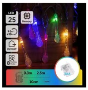 Aigostar - LED RGBY Catena luminosa natalizia da esterno 25xLED/8 funzioni 3xAA 2,5m IP44 gocce