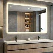 Specchio rettangolare da bagno con LED 120x70cm con Dual color, Interruttore tattile, Tappetino riscaldante