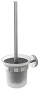 Portascopino a muro in vetro e acciaio inox satinato Galassia Kit di fissaggio incluso