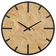 Orologio da Parete Nero Naturale PVC Ferro Legno MDF 60 x 4,5 x 60 cm