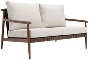 Divano da giardino con cuscino beige e braccioli Retro NATERIAL da 2 posti, struttura in alluminio marrone seduta in alluminio beige, L 148 x H 70 x P 86 cm