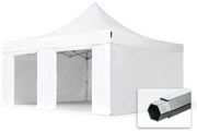 TOOLPORT 5x5m gazebo pieghevole PVC ignifugo con laterali, PROFESSIONAL alluminio, bianco - (581989)