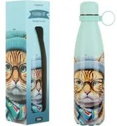 Bottiglia termica 500 ml Gatto fashion azzurro