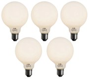 Set di 5 Lampadine LED E27 a Dimmer Vetro Opalino G95 5W 450lm 3000K