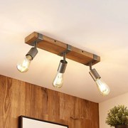 Lindby fatto da soffitto Quitana, a 3 luci, legno di pino, E27