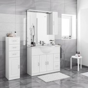 Mobile bagno da terra con lavabo L 101 x H 81 x P 33.5 cm bianco, 3 ante 2 cassetti per vasca centrale Paola