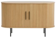 Cassettiera di colore naturale con effetto rovere con ante scorrevoli 120x76x45 cm Nola – Unique Furniture