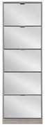 Scarpiera Susie Grigia con 5 Ante in Legno e Specchio - 60x24x180cm