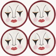 Set di 4 sottobicchieri dipinti a mano Pierrot