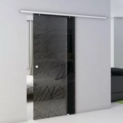 Porta scorrevole reversibile Armonia in alluminio grigio, L 96 x H 212 cm, con binario Atena