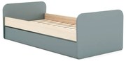 Letto da bambini estraibile verde polveroso con effetto pino con contenitore con rete inclusa 90x200 cm Esteban – Marckeric