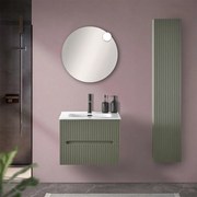 Mobile bagno sospeso cannettato 60 cm verde con specchio   Bali