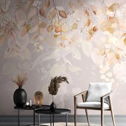 Carta da parati – Foglie Delicate in Abito Scuro