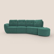 Cerbero divano angolare con pouf mobile in morbido bouclé impermeabile T07 verde