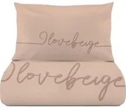 Parure copripiumino singolo I love beige Quotes