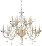Lampadario roxanne 16 luci attacco e14 d.96cm oro e trasparente