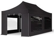 TOOLPORT 3x6m gazebo pieghevole PES con laterali (finestre panoramiche), PROFESSIONAL alluminio, nero - (600222)