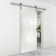 Porta scorrevole reversibile Barn bianco in alluminio bianco, L 86 x H 215 cm, con binario Country satinato