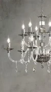 Lampadario in vetro e cristallo fume' livia 6 luci lp.livia-6-fume