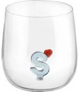 Bicchiere lettera S cuore in vetro borosilicato design Benny Setti