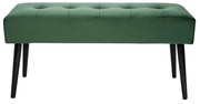 Panca design lavorazione capitonné in tessuto velluto verde scuro e metallo nero L95 cm GUESTA