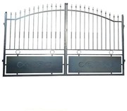 Cancello manuale battente Zerbion 4000 in ferro, apertura centrale, L 408.5, H 165-195 cm, di colore grigio zincato