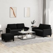 Set Di Divani 3 Pz Con Cuscini Nero İn Velluto /
