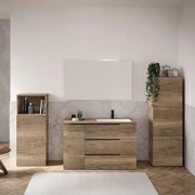 Mobile bagno da terra con lavabo L 120 x H 92 x P 51 cm rovere sable, 1 anta 3 cassetti per vasca a destra Solid