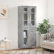 Credenza grigio cemento 69,5x34x180 cm in legno multistrato