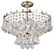 Lampadario semi-incassato versailles 5lt - metallo dorato e cristallo