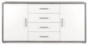 Madia con 2 ante e 4 cassetti centrali 174 cm in melaminico Quercia Bianco - VALE