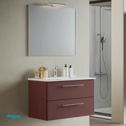 Mobile Bagno Sospeso "Maya" Da 100 Cm Composto Da Due Cassetti Lavabo E Specchio Con Lampada Led