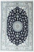 Nain Tappeto 190x290 Blu (Iran) Annodato A Mano