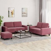 Set Di Divani 3 Pz Rosso Vino İn Tessuto /