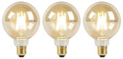 Set di 3 lampadine LED dimmerabili con luce calda E27 G95 oro 8W 806lm 2000-2700K