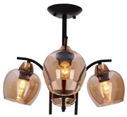 Lampadario a sospensione con supporto rigido MERRA 3xE27/40W/230V nero/beige