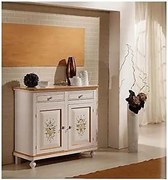 Credenza classica in legno bianco decorato filo arancio