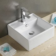 Lavabo D'Appoggio Quadrato "Break The Rules" Da 46x46 Cm In Ceramica Finitura Bianco Opaco