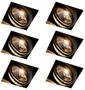 Set di 6 faretti da incasso neri GU10 AR111 senza bordi - Oneon