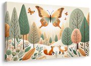 Quadro su tela – Volpi sotto una farfalla volante