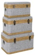 Set di Bauli DKD Home Decor 60 x 36 x 34 cm Naturale Grigio Legno