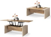 SPACE Rovere Artisan/Beige (Champagne) - TAVOLINO TRASFORMABILE SALVASPAZIO CON PIANO ALLUNGABILE E ALZABILE TAVOLO