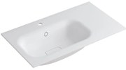Lavabo a incasso rettangolare vasca a sinistra L 80.5 x H 15 x P 46 cm in resina bianco opaco
