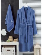 Set con accappatoio e asciugamano blu in cotone S e M – Mila Home