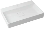 Lavabo da incasso con bordo a vista rettangolare vasca centrale Neo L 76 x H 15 x P 49 cm in resina bianco
