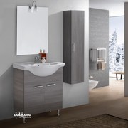 Mobili Bagno A Terra "Antonella" Da 70 Cm Composto Da Due Ante Lavabo E Specchio Con Lampada Led