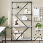 Libreria grigio sonoma 91x36x176 cm legno multistrato e acciaio