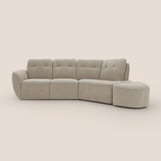 Cerbero divano angolare con pouf mobile in morbido bouclé impermeabile T07 beige