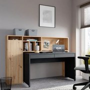 Scrivania Salvaspazio Estraibile Con Anta Laterale 154 Cm Drox Rovere E Grigio Scuro